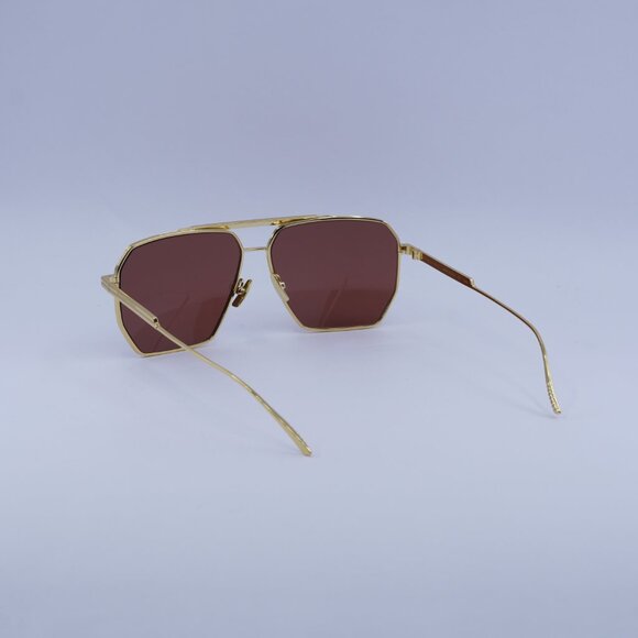 Bottega Veneta BV1012S 005 Sunglasses Gold Aviator Frame, Brown Lenses